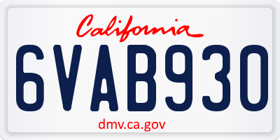CA license plate 6VAB930