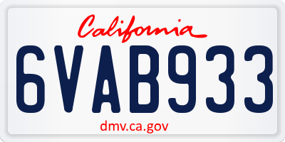 CA license plate 6VAB933