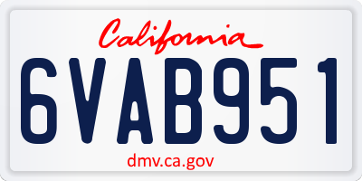 CA license plate 6VAB951