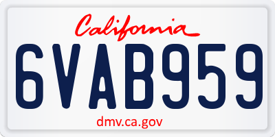 CA license plate 6VAB959