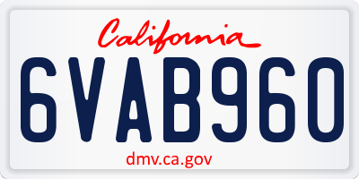 CA license plate 6VAB960
