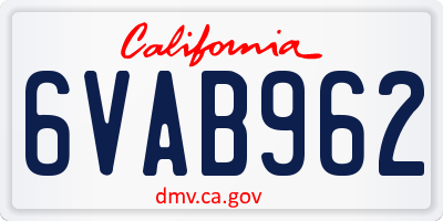CA license plate 6VAB962
