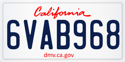 CA license plate 6VAB968