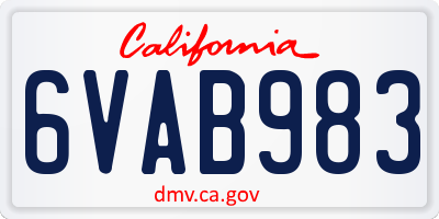 CA license plate 6VAB983