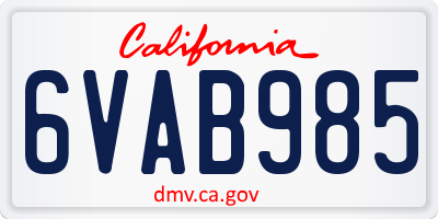 CA license plate 6VAB985