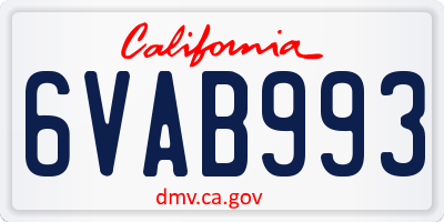 CA license plate 6VAB993
