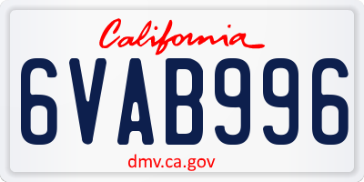 CA license plate 6VAB996