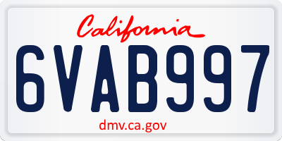 CA license plate 6VAB997