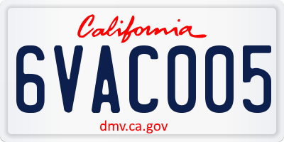 CA license plate 6VAC005