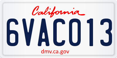 CA license plate 6VAC013