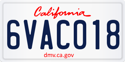 CA license plate 6VAC018