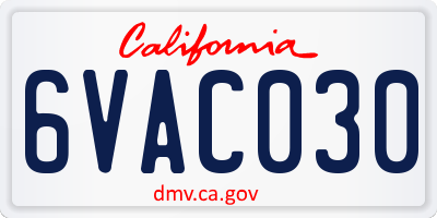 CA license plate 6VAC030