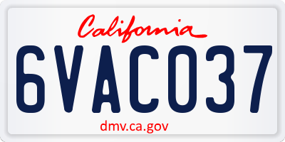 CA license plate 6VAC037