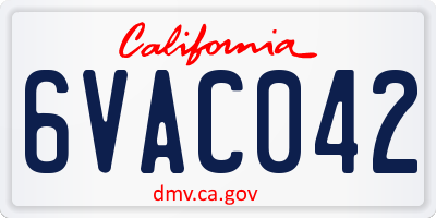 CA license plate 6VAC042