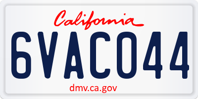CA license plate 6VAC044