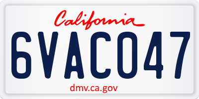 CA license plate 6VAC047