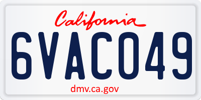 CA license plate 6VAC049