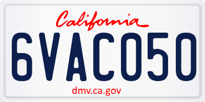 CA license plate 6VAC050
