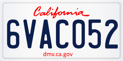 CA license plate 6VAC052
