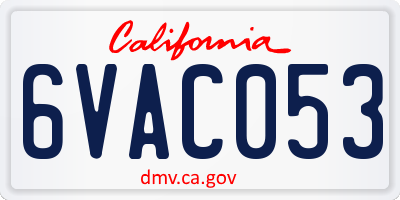 CA license plate 6VAC053