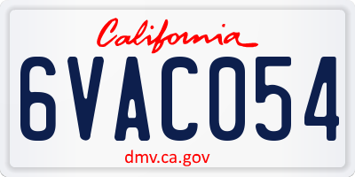 CA license plate 6VAC054