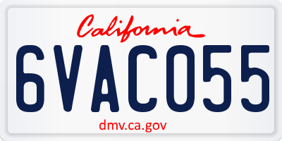 CA license plate 6VAC055