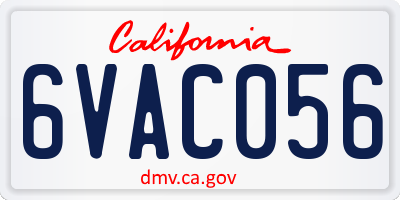 CA license plate 6VAC056
