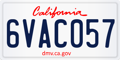 CA license plate 6VAC057