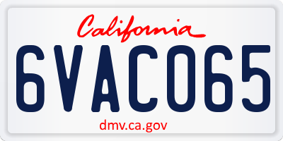 CA license plate 6VAC065