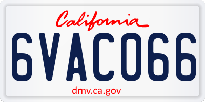 CA license plate 6VAC066