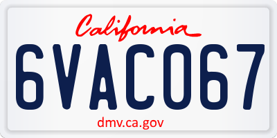 CA license plate 6VAC067