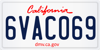 CA license plate 6VAC069