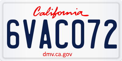 CA license plate 6VAC072