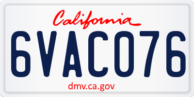 CA license plate 6VAC076