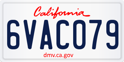 CA license plate 6VAC079
