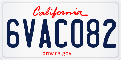 CA license plate 6VAC082