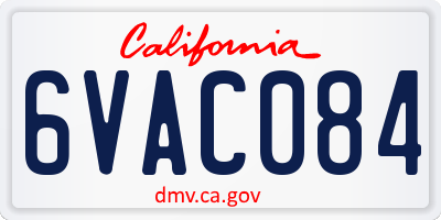 CA license plate 6VAC084