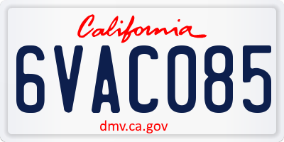 CA license plate 6VAC085