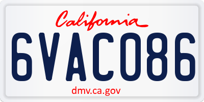 CA license plate 6VAC086