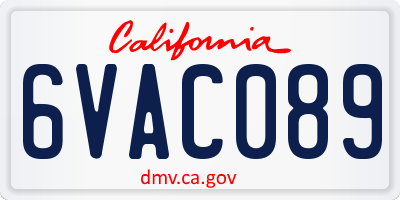 CA license plate 6VAC089