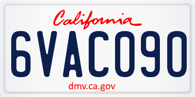 CA license plate 6VAC090
