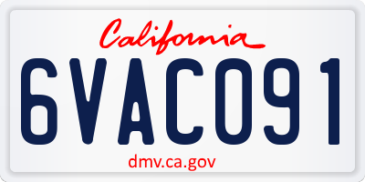 CA license plate 6VAC091