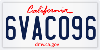 CA license plate 6VAC096