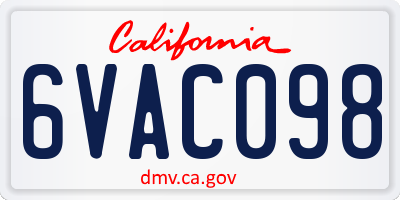 CA license plate 6VAC098