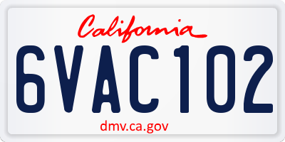 CA license plate 6VAC102