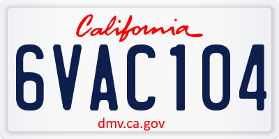 CA license plate 6VAC104