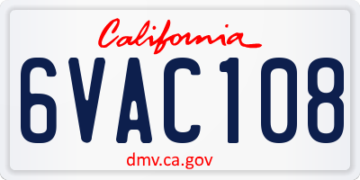 CA license plate 6VAC108