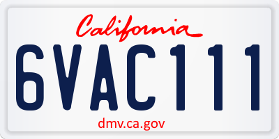 CA license plate 6VAC111