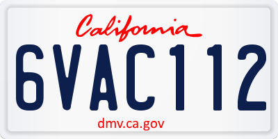CA license plate 6VAC112