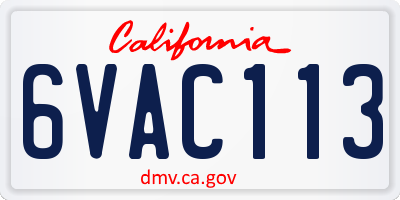 CA license plate 6VAC113